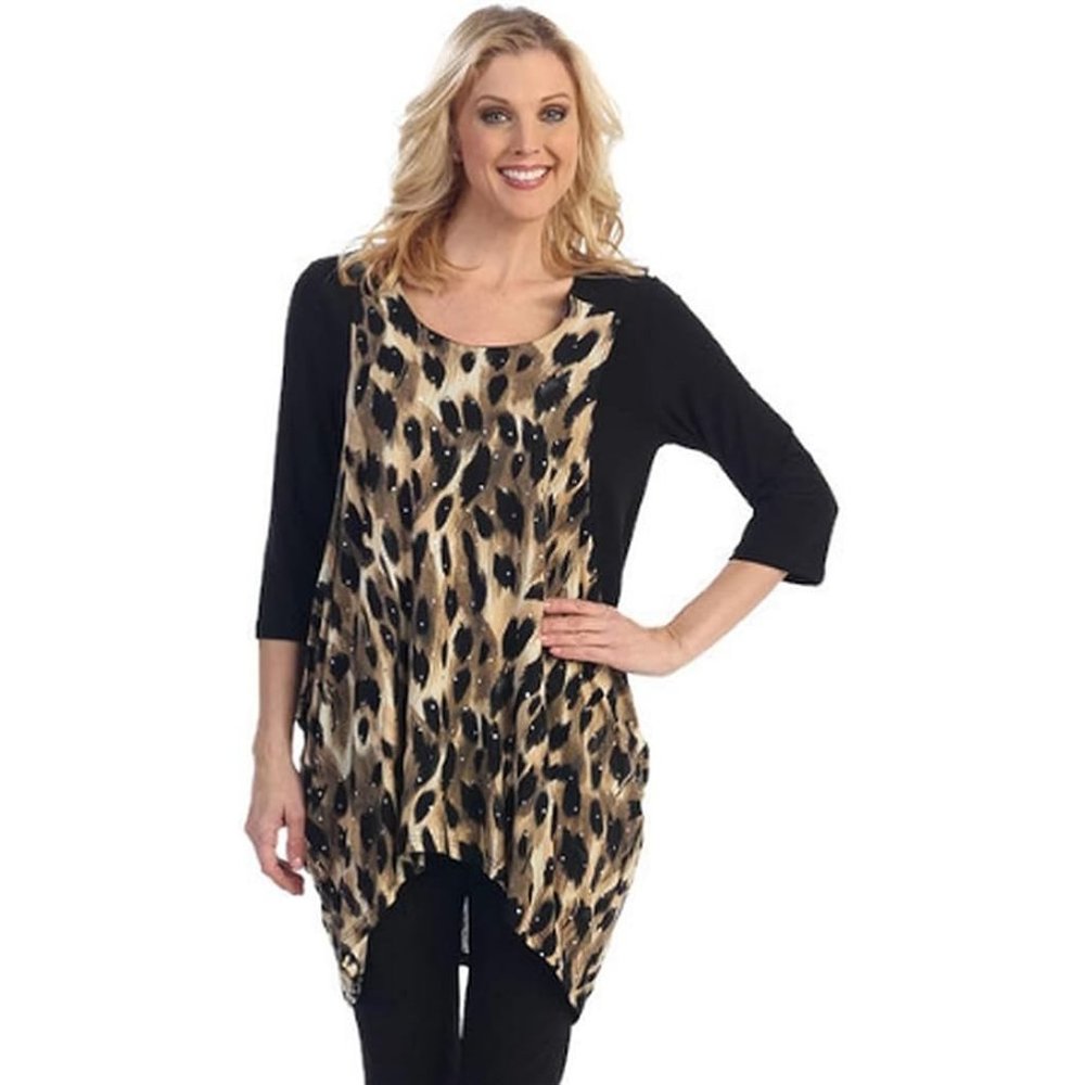 Caribe Animal Print Layered Tunic Large